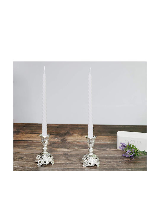 Set aus 2 silbernen Kerzenhaltern mit Deluxe-Gravurdesign