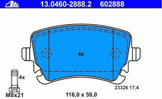 Bremsbeläge Audi A4 8E2 B6 Ate 13046028882