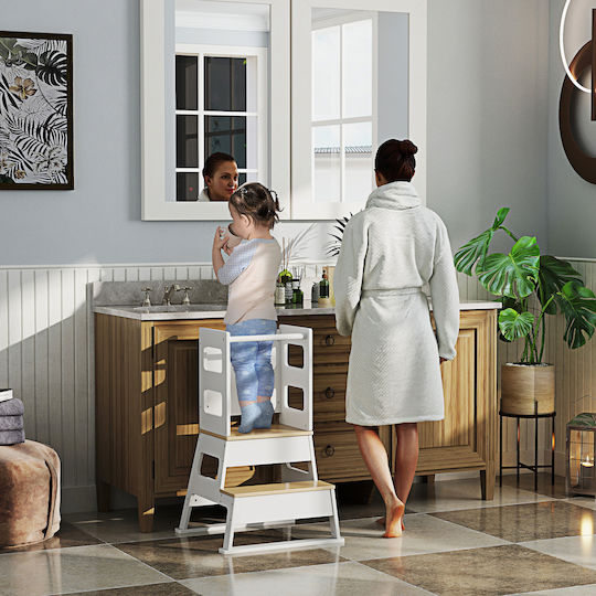 Learning Tower for Painting made of Wood White Aiyaplay