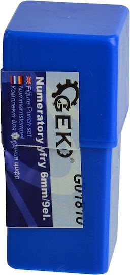 Geko Set Numbers 6mm 9pcs G01810 Stamped Letters Hand Tool