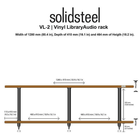 Solidsteel Rack 2 Επιπέδων Καφέ 128x46.4x41cm