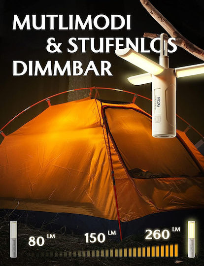 Led Laterne Wiederaufladbar für Camping mit Powerbank Weiß