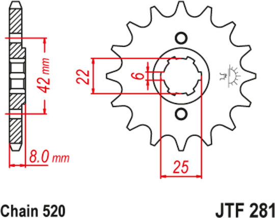 JT Sprockets Γρανάζι Μπροστά για Honda XR