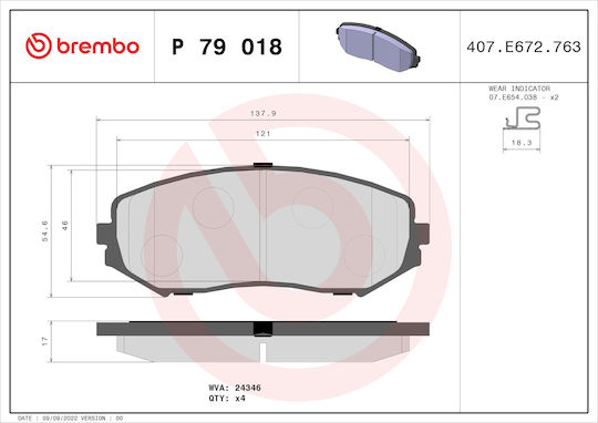Brembo Brake Pad Rear for Suzuki Vitara