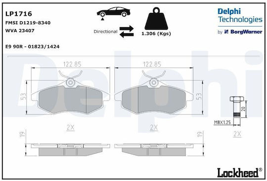 Delphi Σετ Τακάκια Εμπρός για Citroen C2 / C3 / C3 Pluriel