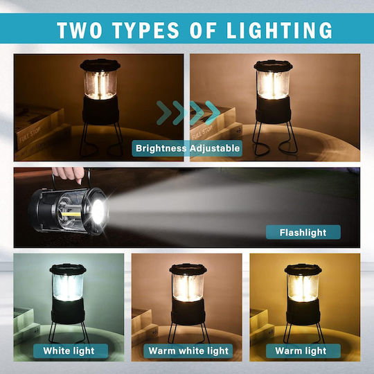 Eluteng Lanternă LED Solar Pentru Camping Waterproof Cu Lanternă Neagră