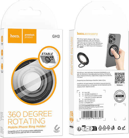 Hoco Gh3 Mobile Ring Holder in Black color