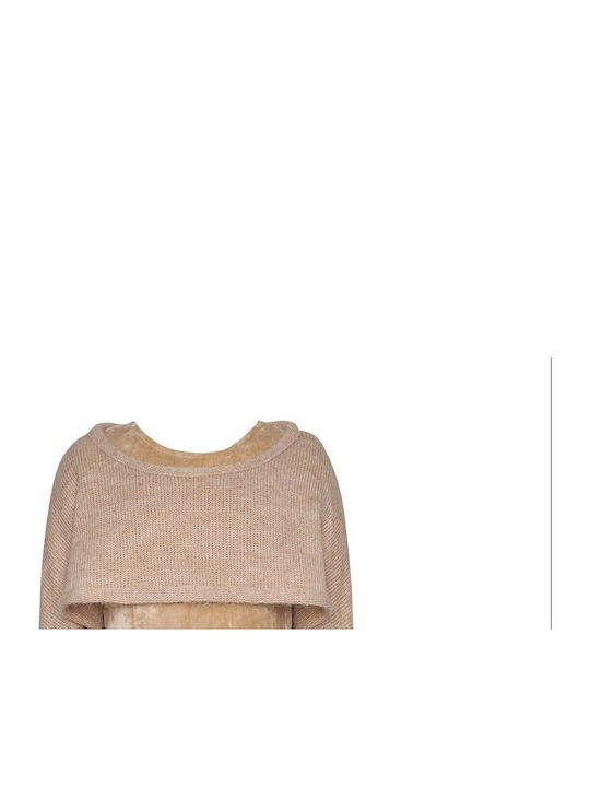 Children's Dress Long Sleeve Velvet Beige