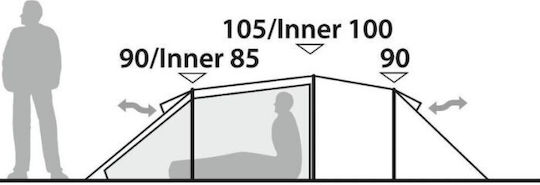 Robens Pioneer 2EX Σκηνή Camping Τούνελ Μπλε για 2 Άτομα 395x140x105εκ.