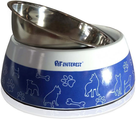 Pet Interest Dual Πλαστικό Μπολ Φαγητού & Νερού για Σκύλο & Γάτα 900ml σε Μπλε Χρώμα