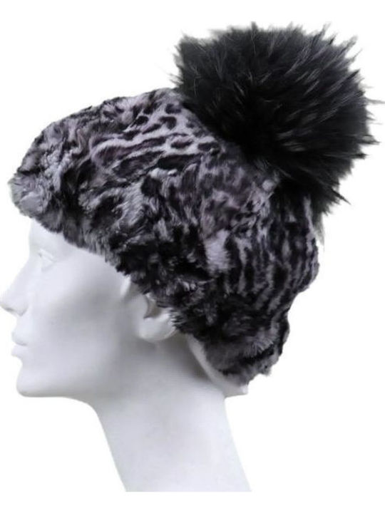 Pom Pom Beanie Unisex Σκούφος Πλεκτός σε Καφέ χρώμα