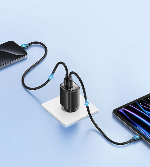 Usams Charger Without Cable GaN with USB-A Port and USB-C Port 30W Whites (CC229)