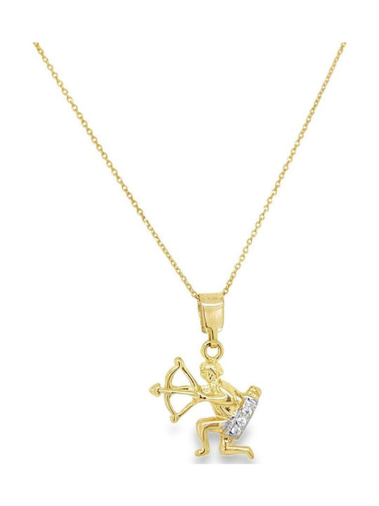 Xryseio Klemmanhänger Tierkreiszeichen Schütze aus 14K Gold mit Zirkon