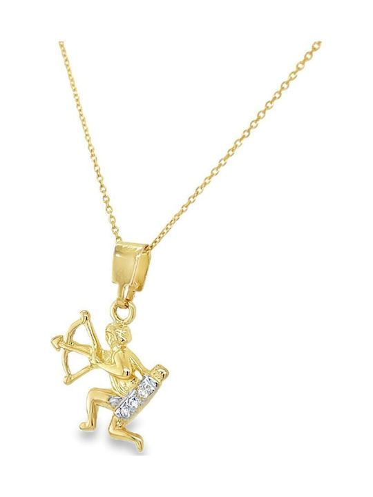 Xryseio Klemmanhänger Tierkreiszeichen Schütze aus 14K Gold mit Zirkon