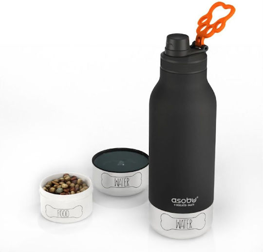 Asobu Buddy Bottle 3 in 1 Thermos Bottle with Food and Water Bowl for Pet Stainless Steel 1000ml