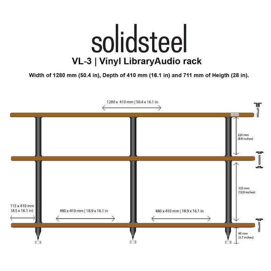 Solidsteel Vl-3 Hi-fi & Vinyl Rack Black