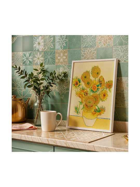 Poster Van Gogh Sunflowers Art116 21cm X 30cm Λευκό Κάδρο Pvc