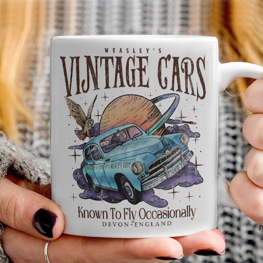 Koupakoupa Wizard Flying Car Mug Ceramic White 330ml