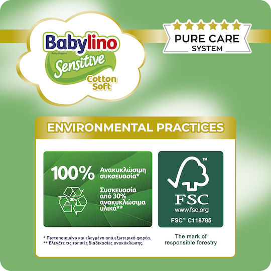 Babylino Πάνες με Αυτοκόλλητο Sensitive Cotton Soft Monthly Pack No. 1 για 2-5kg 156τμχ