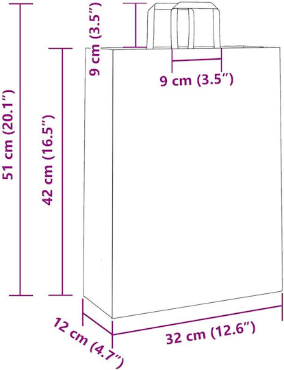 vidaXL Χάρτινη Τσάντα για Δώρο Ροζ 32x42x12εκ. 250τμχ