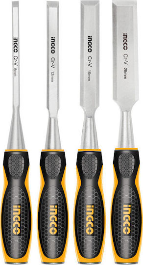 Ingco Industrial Skewed Chisel 6mm with Plastic Handle 4pcs