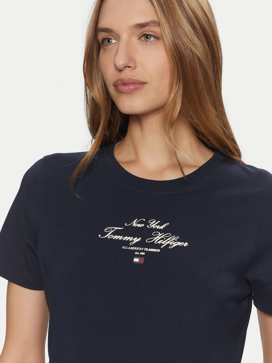 売れ筋商品|||トミー ヒルフィガー Tシャツ レディース トップス MODERN - Print T-shirt - dark night navy Tommy Hilfiger Women's T-shirt Dark Night Navy WW0WW43895