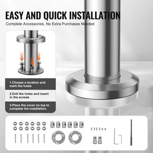 Vevor Handrails 47.2" Outdoor Steps 3 Rods Porch Deck Bxgslzfs120ccrs3ev0