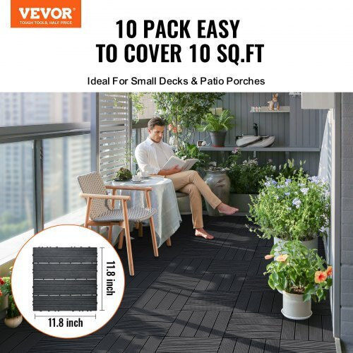 Vevor Terrassendiele für Gartenboden aus Kunststoff 30.48x30.48cm 10Stück