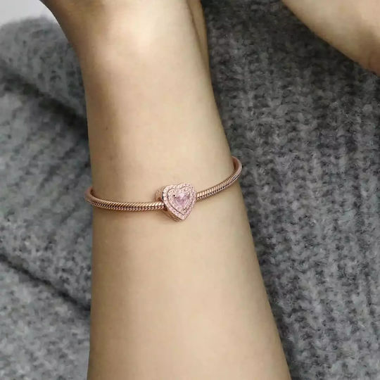 Σύμβολο Pandora Roz Gold Λαμπερή Πέτρα Σχήμα Καρδιάς Pavé 789218c01