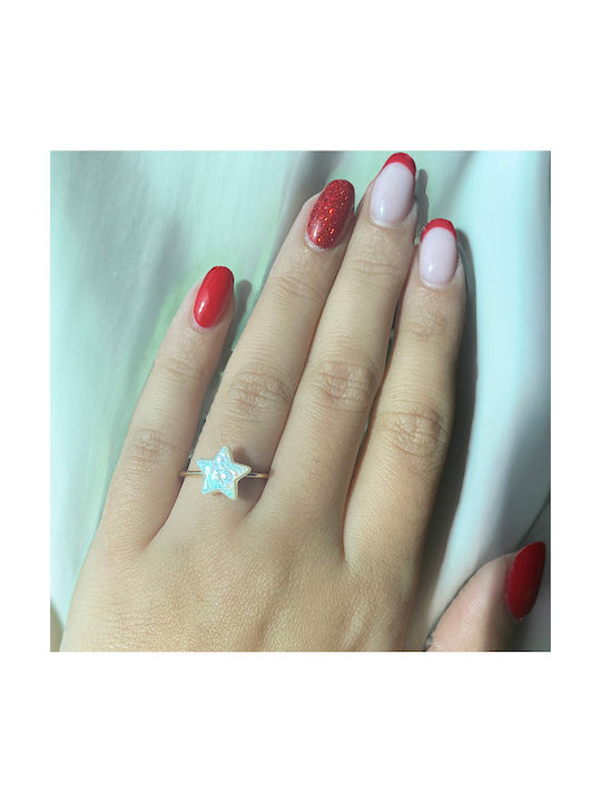 K14 Gold Ring Mother Pearl Star Shape R125898