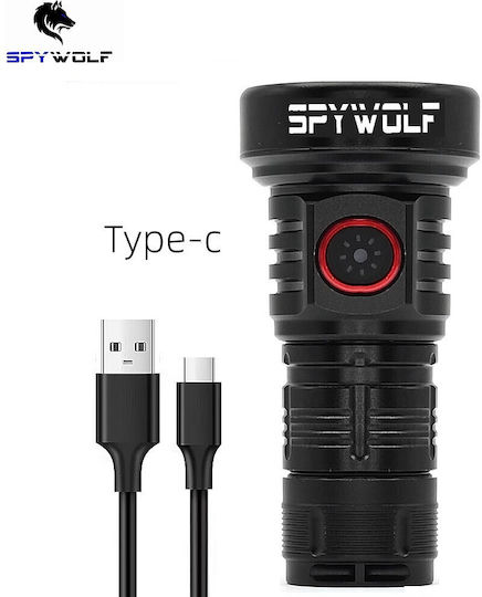 Spywolf Επαναφορτιζόμενος Φακός LED IP65 με Μέγιστη Φωτεινότητα 6000lm
