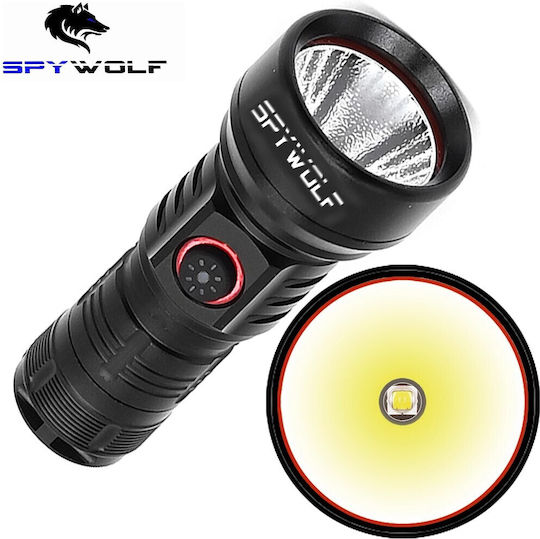 Spywolf Επαναφορτιζόμενος Φακός LED IP65 με Μέγιστη Φωτεινότητα 6000lm