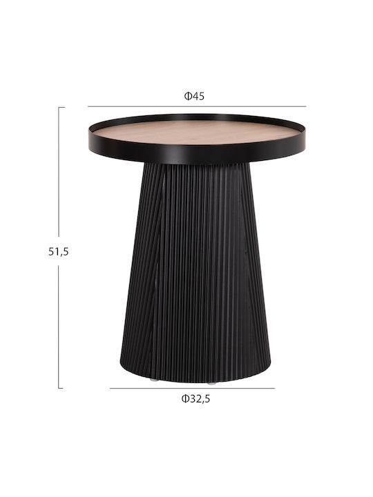 Round Side Table Denton Wooden Black L45xW45xH51cm.