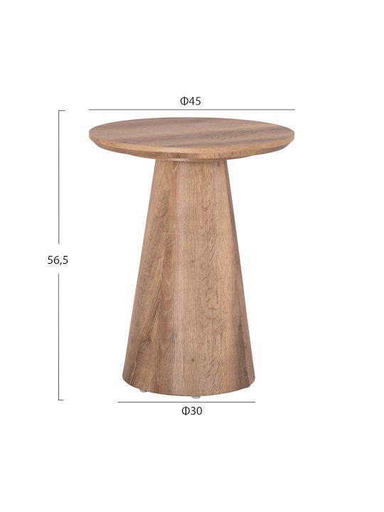 Round Side Table Karan Wooden Natural Wood Color L45xW45xH56.5cm.