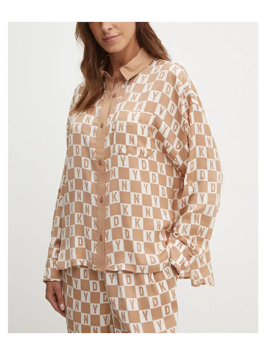 DKNY Winter Damen Pyjama-Set Beige