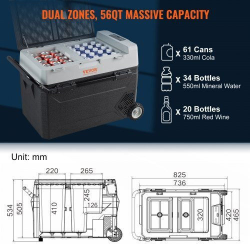 Vevor Φορητό Ψυγείο 53lt 100-240V / 12V / 24V