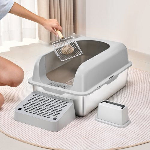 Vevor Cat Basin with Filter Gray L60 x W40 x H30cm