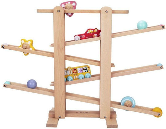 Elineli Race Xxl Montessori Ξύλινη Πίστα Αγώνων Σετ Λεωφορείο Αυτοκίνητο