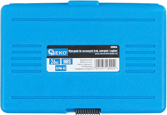 Schraubenausdreher-Set für abgebrochene Schrauben, Muttern, Stifte 26-teilig Geko G30036