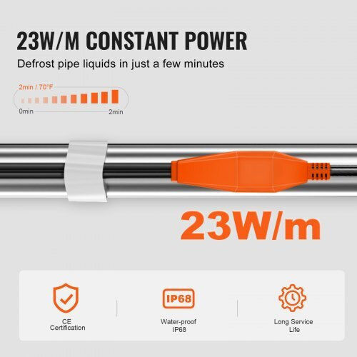 Vevor Pipe Heating Cable 4m 23w/m Built-in Thermostat Gdjrdlmc12ft7z3k3v2