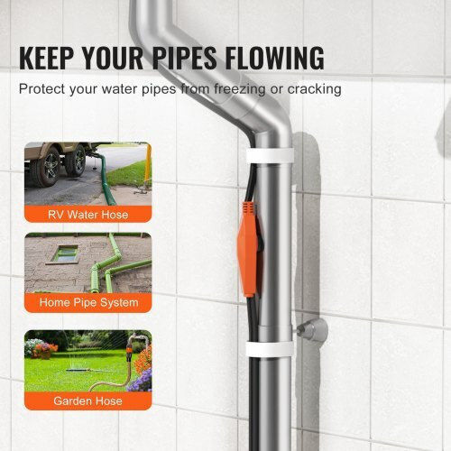 Vevor Pipe Heating Cable 4m 23w/m Built-in Thermostat Gdjrdlmc12ft7z3k3v2