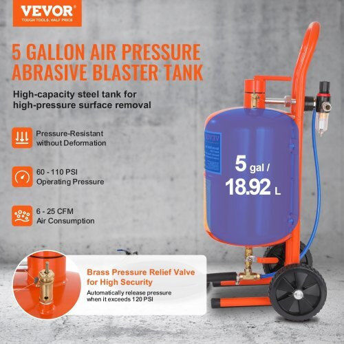 Vevor Sandblasting 5 Gallons 60-110 Psi 4 Nozzles Psg5jl6125ps7xjmjv0