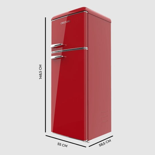 Cecotec Retro Ψυγείο Δίπορτο 215lt Υ148.5xΠ55xΒ58.5εκ. Κόκκινο Bolero CoolMarket 2D