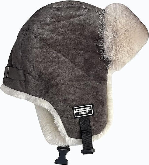 Earflap Unisex Σκούφος Πλεκτός σε Γκρι χρώμα