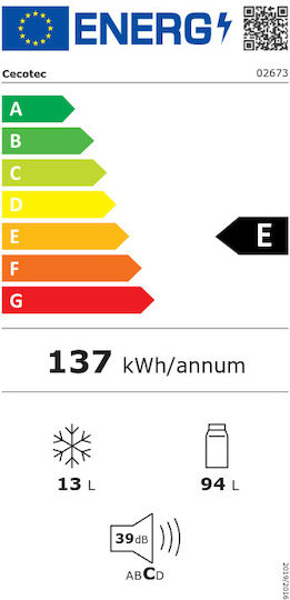 Cecotec Мини Бар 107лт В84.5xШ54.9xД55.7см. Бял Bolero CoolMarket TT 107