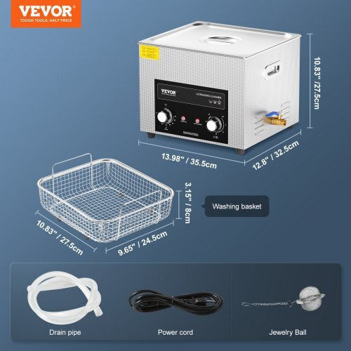 Vevor Ultrasonic Cleaner 15lt with Digital Timer