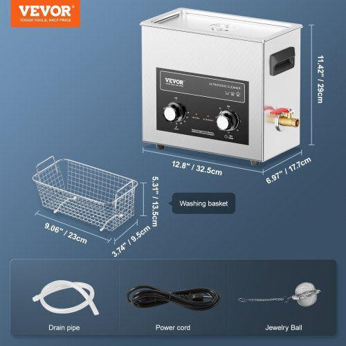Vevor Ultrasonic Cleaner 6lt with Digital Timer