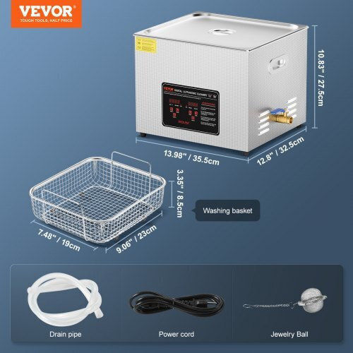 Vevor Ultrasonic Cleaner 15lt with Digital Timer