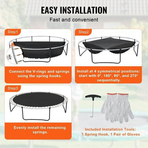 Vevor Replacement Trampoline Mat Frame 14ft 96 V-rings Springs 7" Yxbctd14yc96krj4xv0