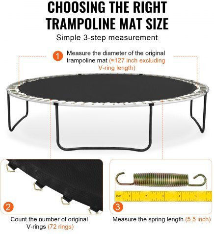 Резервен мат за батут Vevor 12 фута с 72 V-образни пружини 5.5" Yxbctd12yc72r0qtwv0